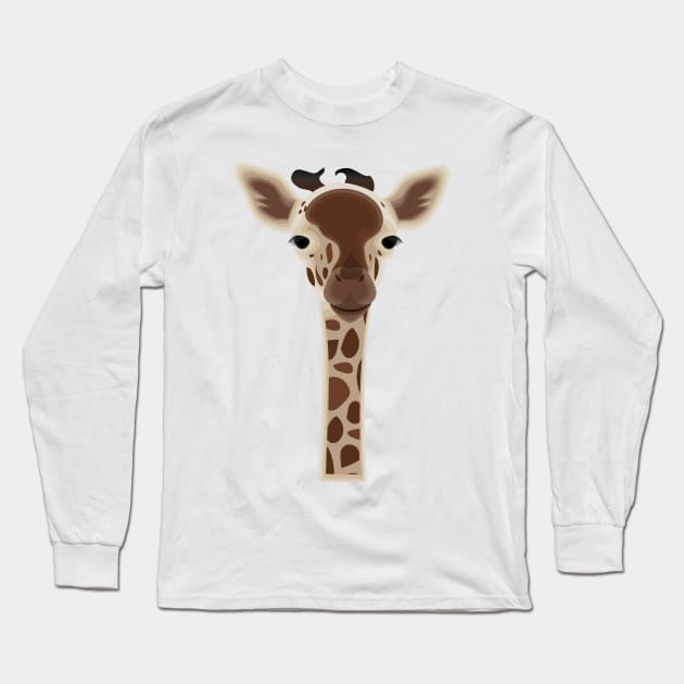 Wild Giraffe Baby on the grassland Long Sleeve T-Shirt by thejoyker1986